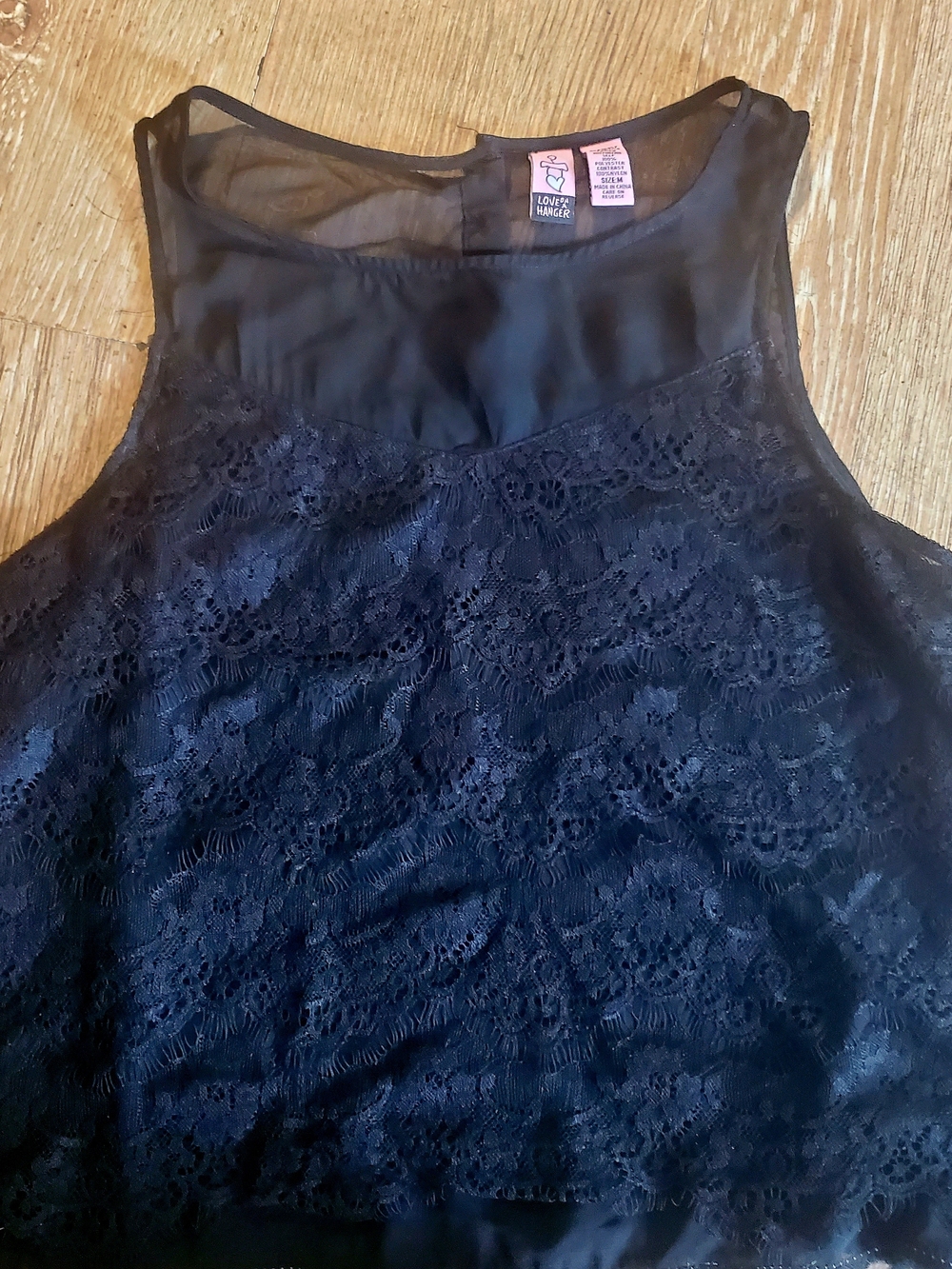 Love On A Hanger Black Lace Sleeveless Sheer Top